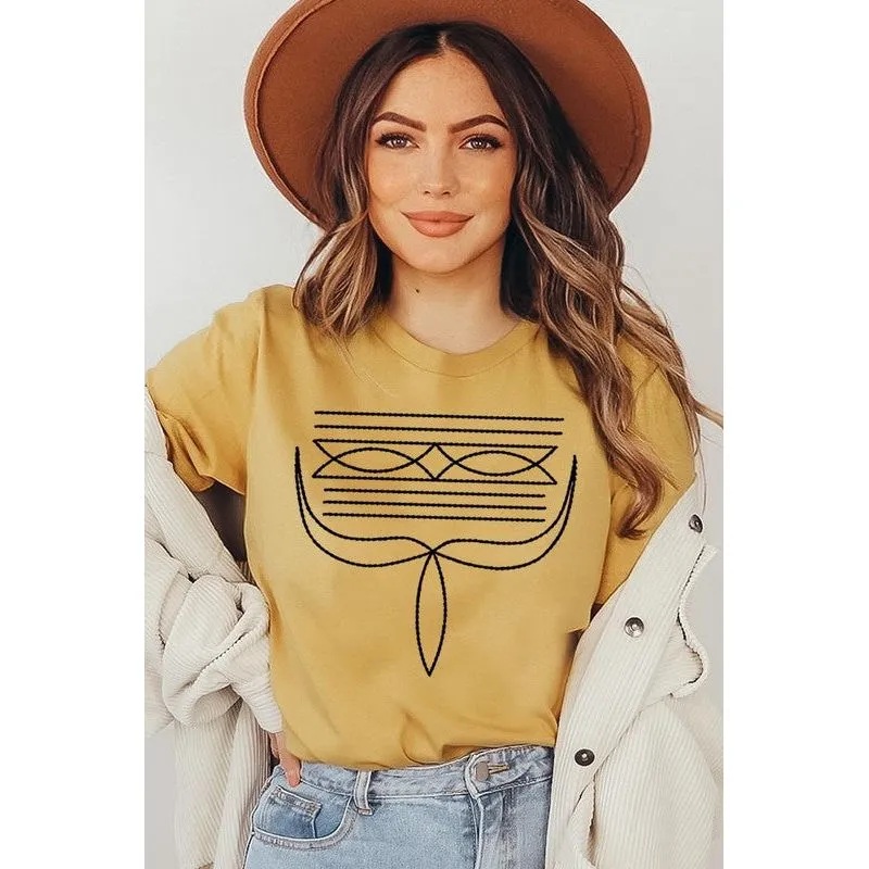 Western Boot Stitch Graphic T Shirts