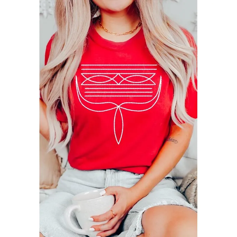 Western Boot Stitch Graphic T Shirts