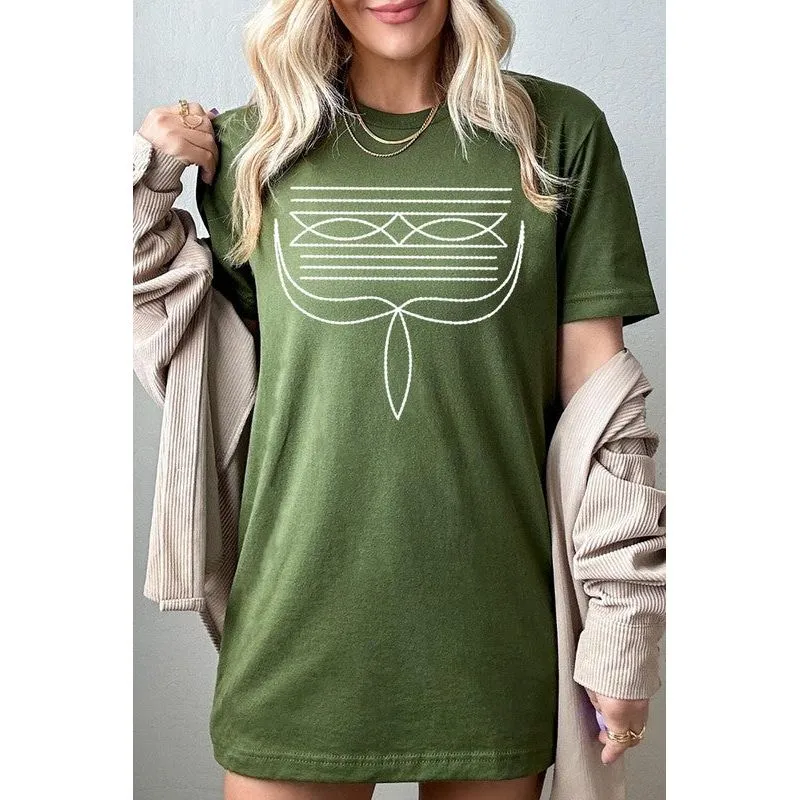 Western Boot Stitch Graphic T Shirts