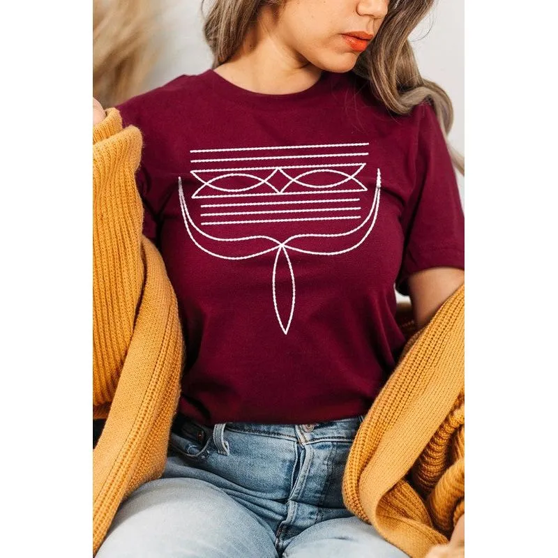 Western Boot Stitch Graphic T Shirts