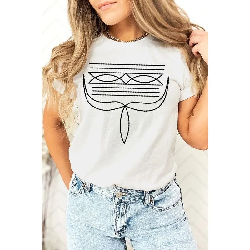 Western Boot Stitch Graphic T Shirts