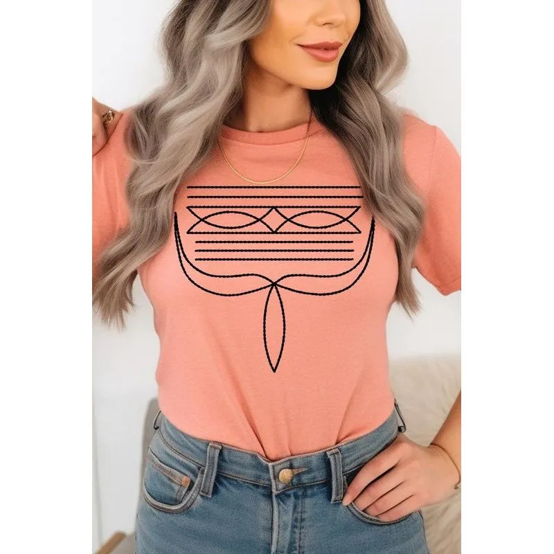 Western Boot Stitch Graphic T Shirts