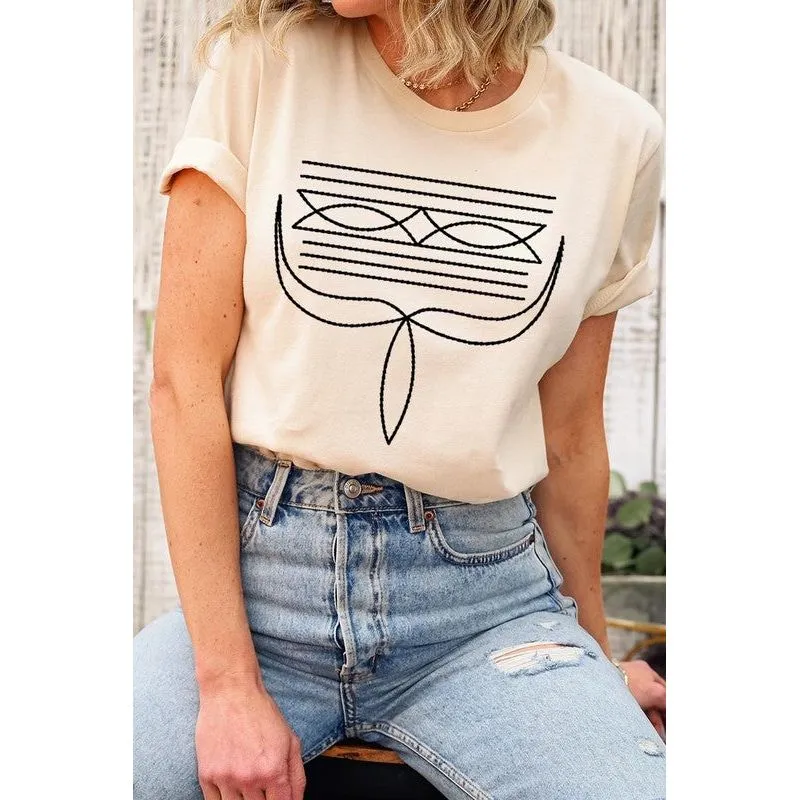 Western Boot Stitch Graphic T Shirts
