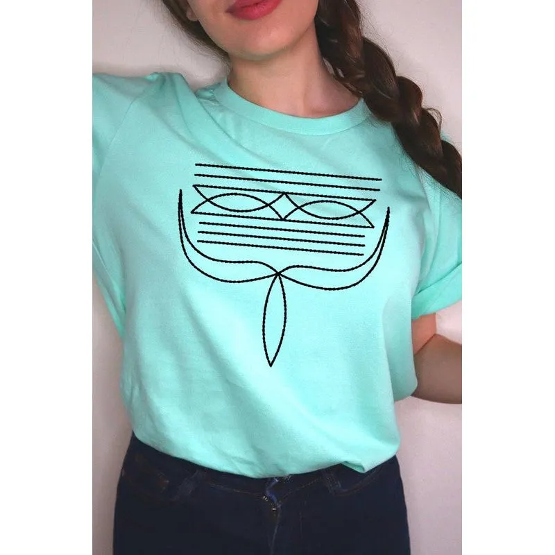Western Boot Stitch Graphic T Shirts