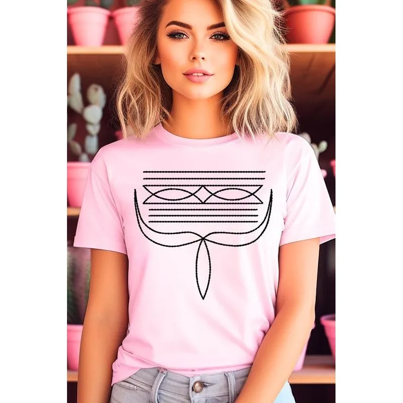 Western Boot Stitch Graphic T Shirts