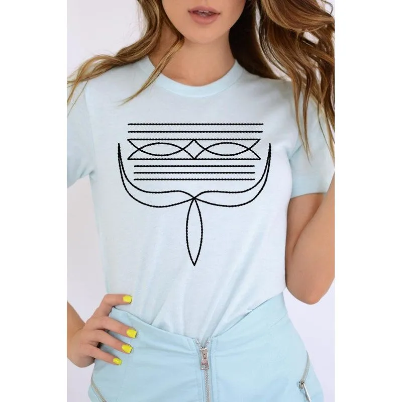Western Boot Stitch Graphic T Shirts