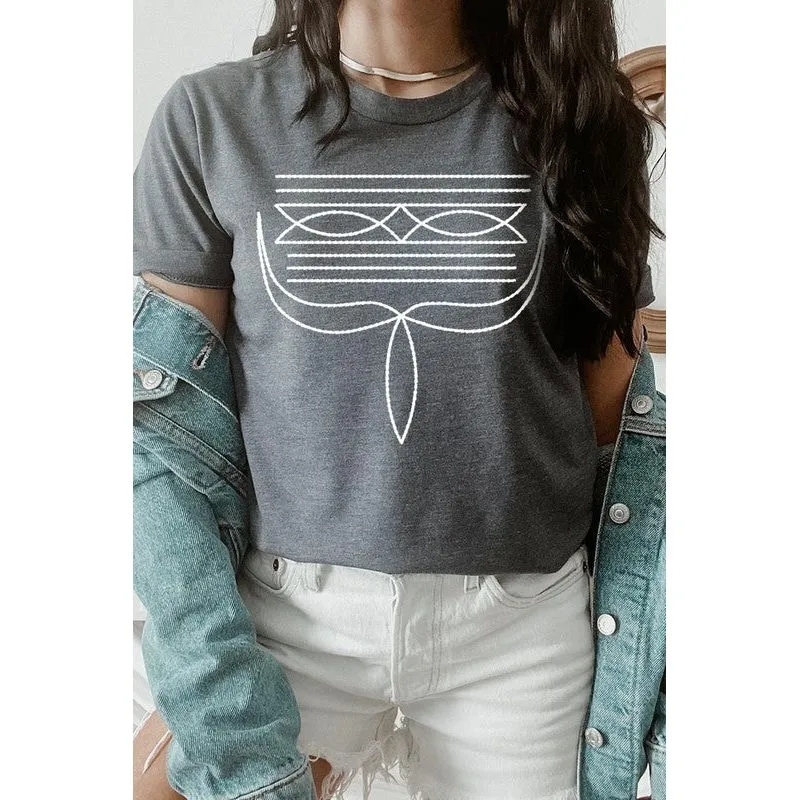 Western Boot Stitch Graphic T Shirts
