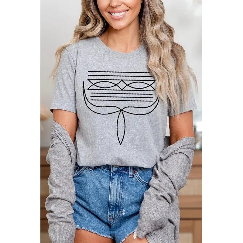 Western Boot Stitch Graphic T Shirts