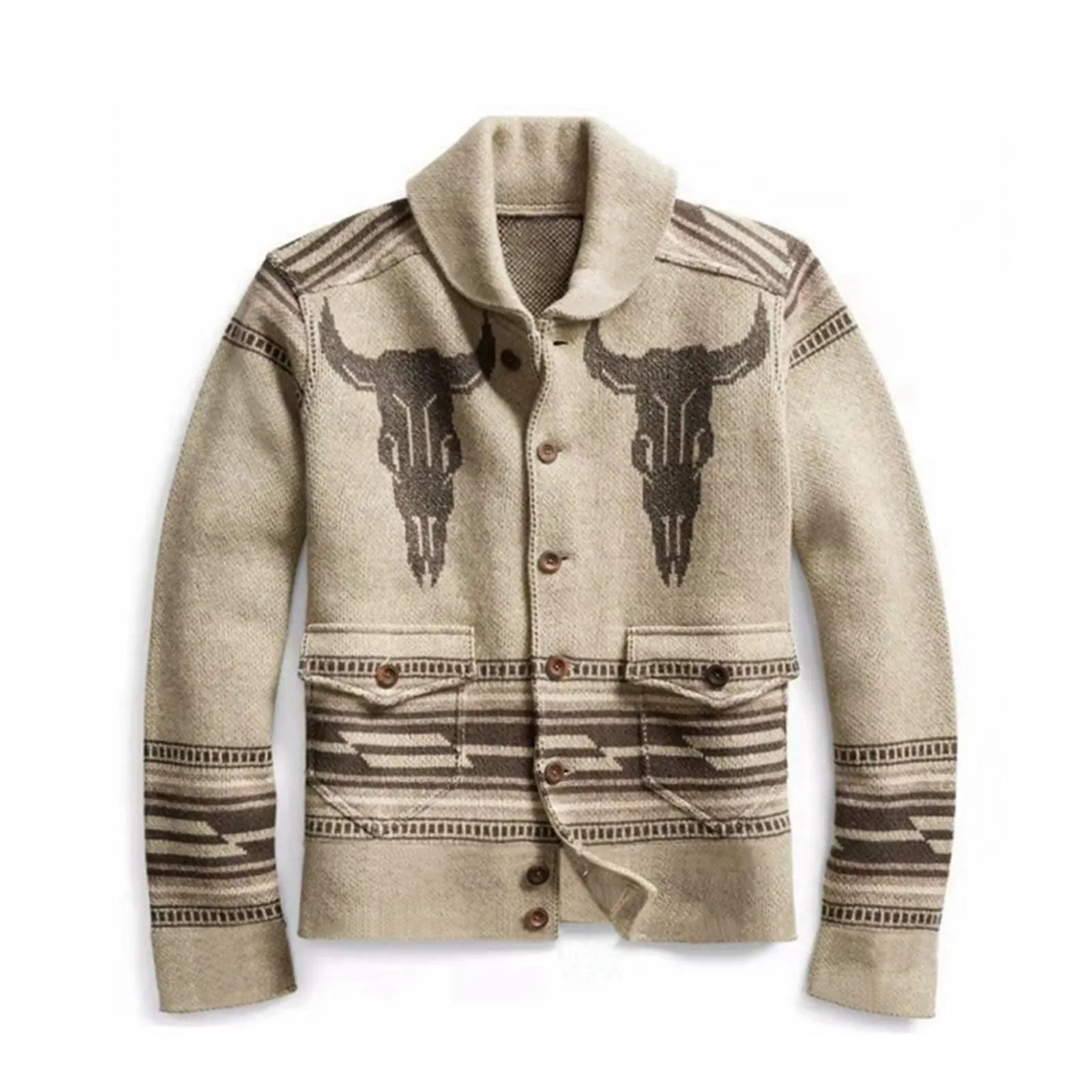 WESTERN STYLE  JACQUARD SWEATER COAT