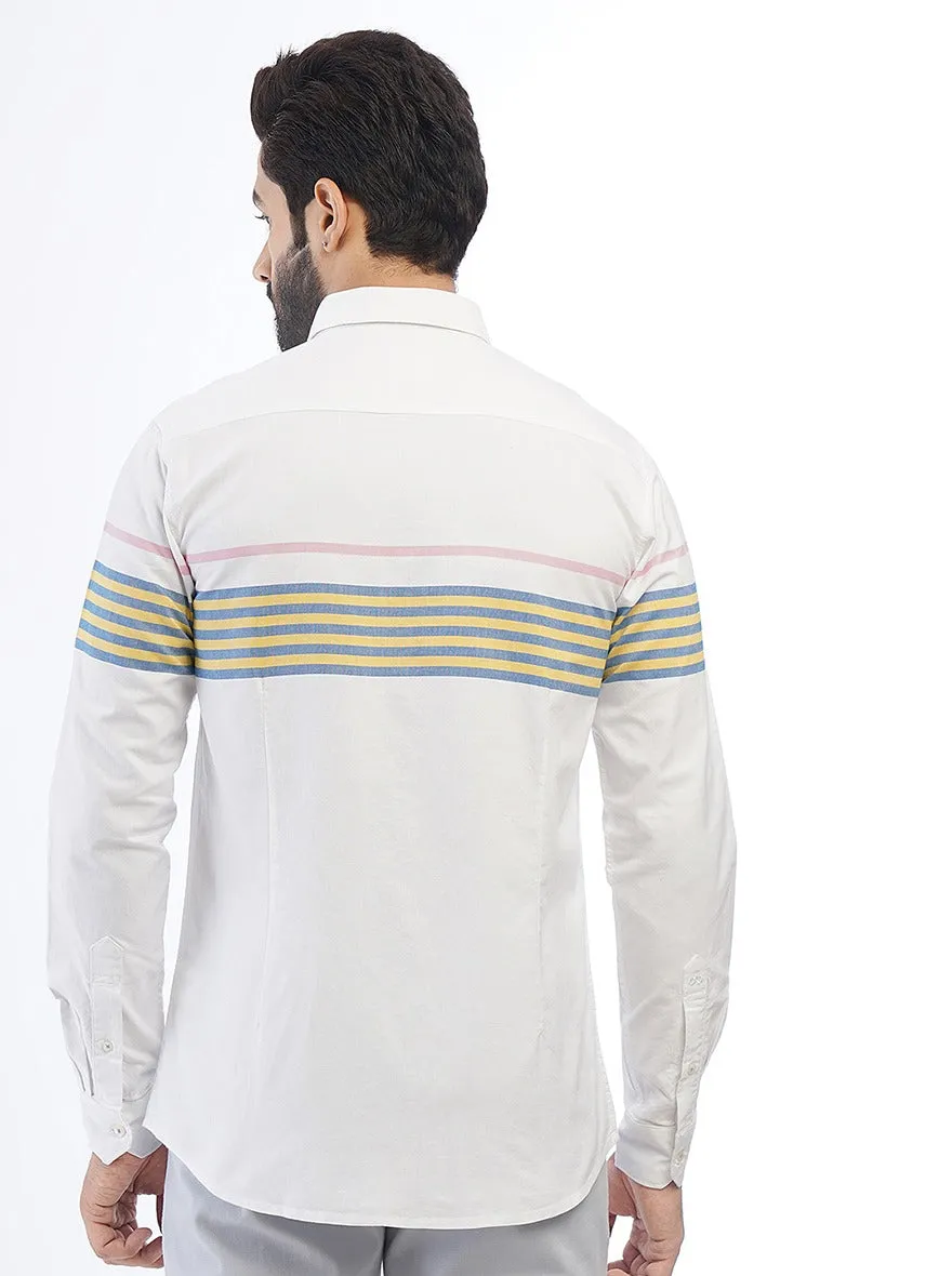 White Striped Slim Fit Casual Shirt | JadeBlue