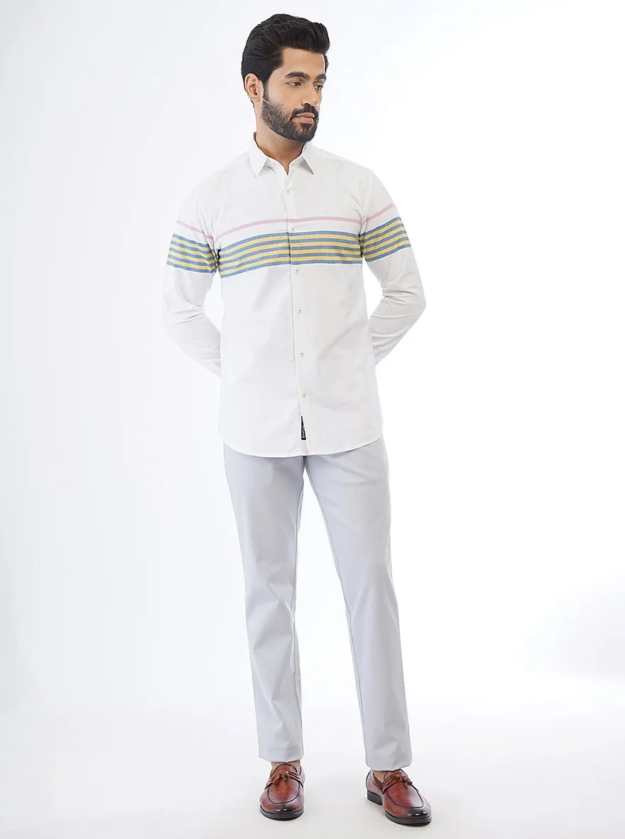 White Striped Slim Fit Casual Shirt | JadeBlue
