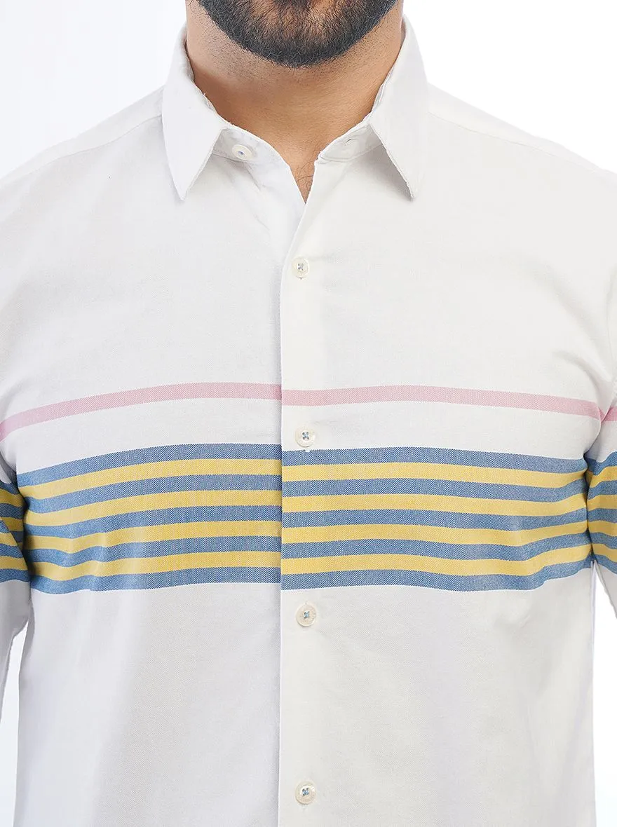 White Striped Slim Fit Casual Shirt | JadeBlue