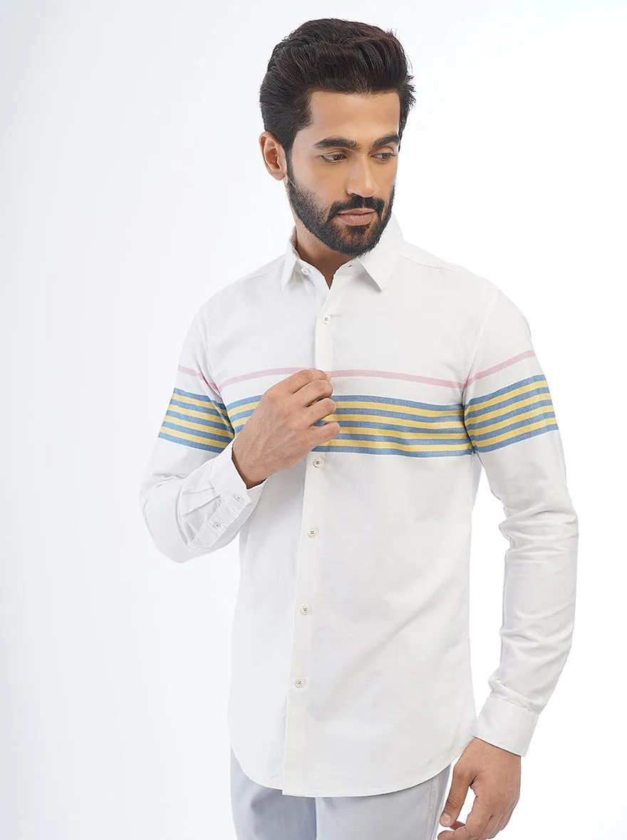 White Striped Slim Fit Casual Shirt | JadeBlue
