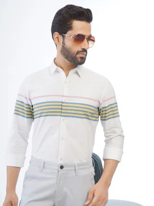 White Striped Slim Fit Casual Shirt | JadeBlue