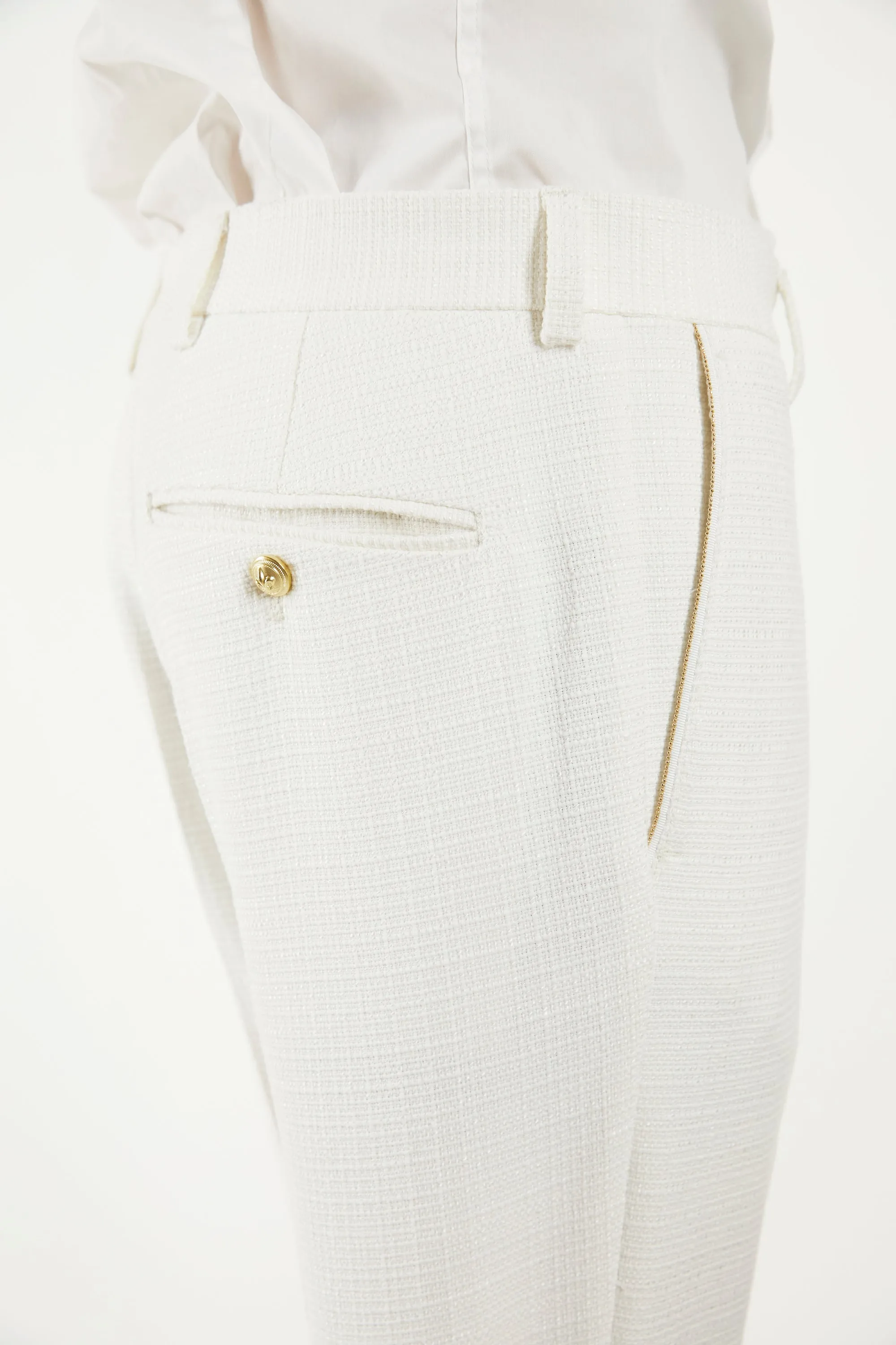 White Woven Pants