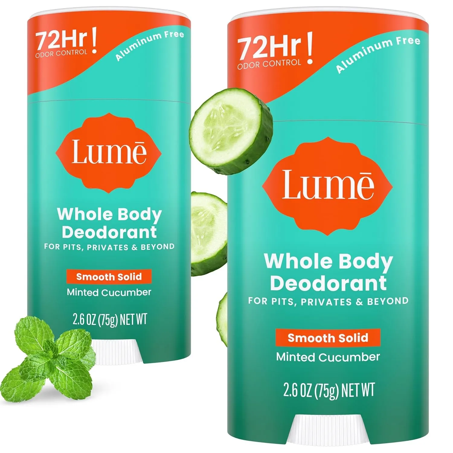 Whole Body Deodorant - Smooth Solid Stick - 72 Hour Odor Control - Aluminum Free, Baking Soda Free and Skin Safe - 2.6 Ounce (Pack of 2) (Soft Powder)