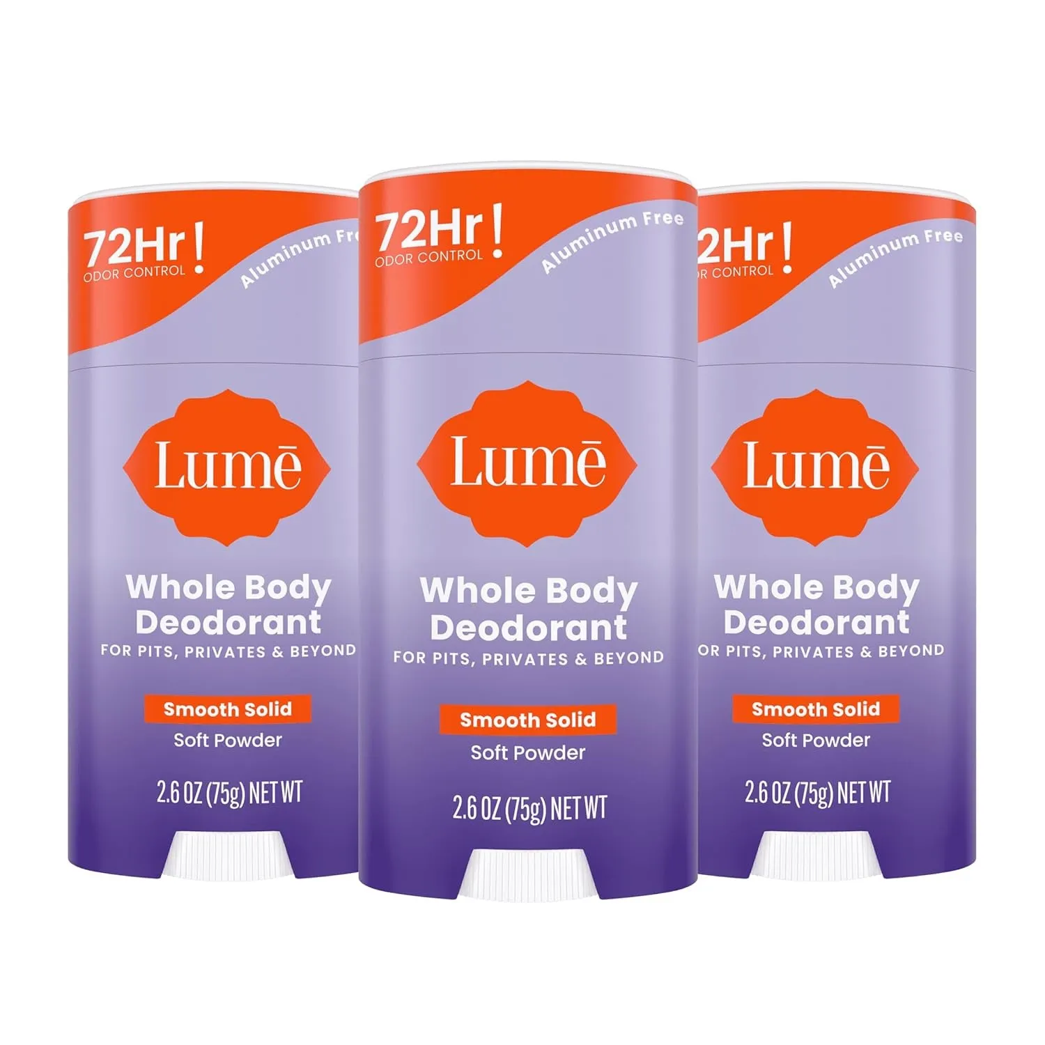 Whole Body Deodorant - Smooth Solid Stick - 72 Hour Odor Control - Aluminum Free, Baking Soda Free and Skin Safe - 2.6 Ounce (Pack of 2) (Soft Powder)