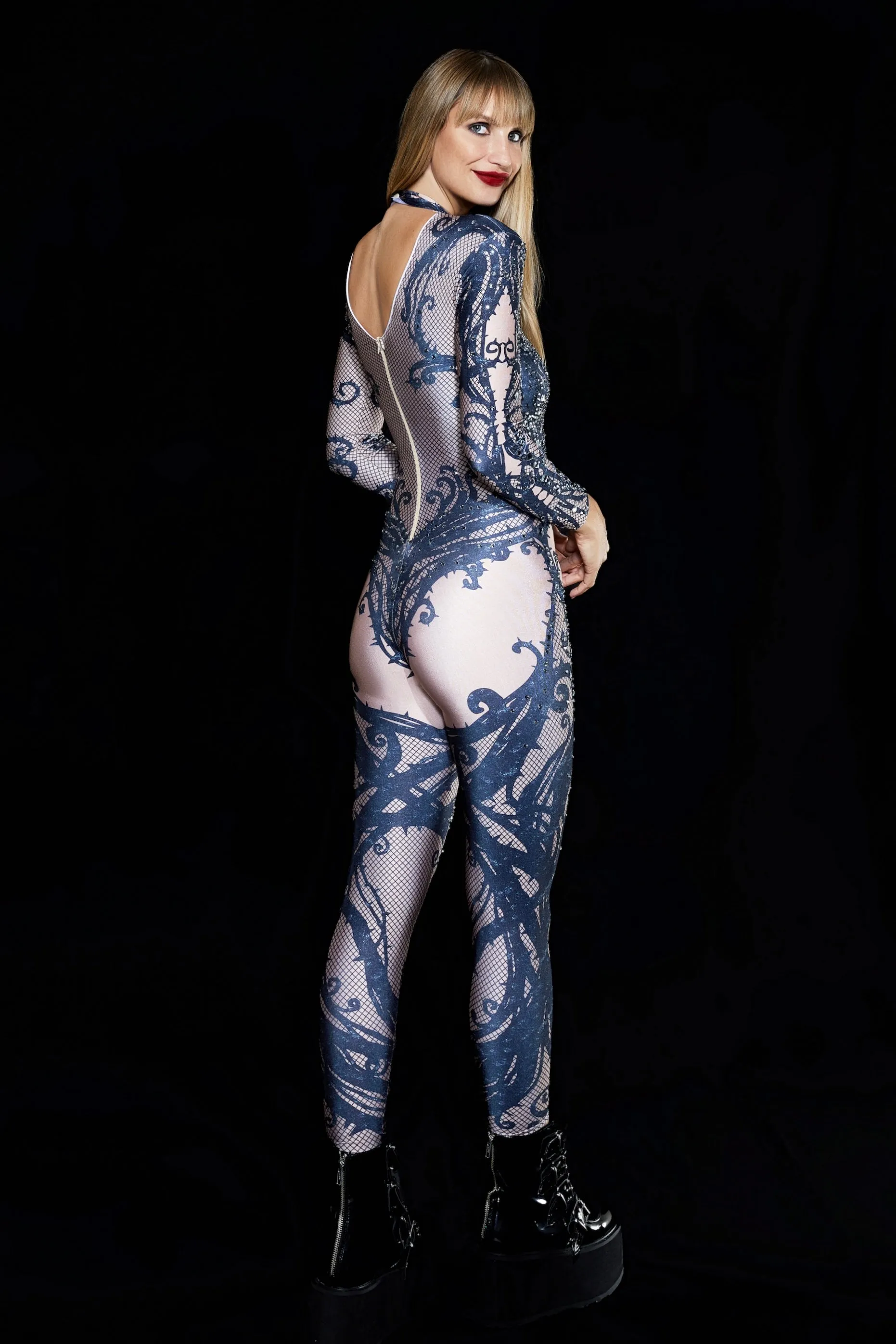 Witch Please Black and Nude Long-Sleeved Catsuit