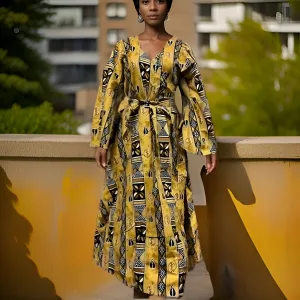Women's African Tribal Print Wrap Dress