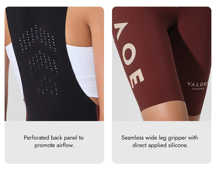 WOMENS BIB SHORTS NUOVA LUNA BRICK RED