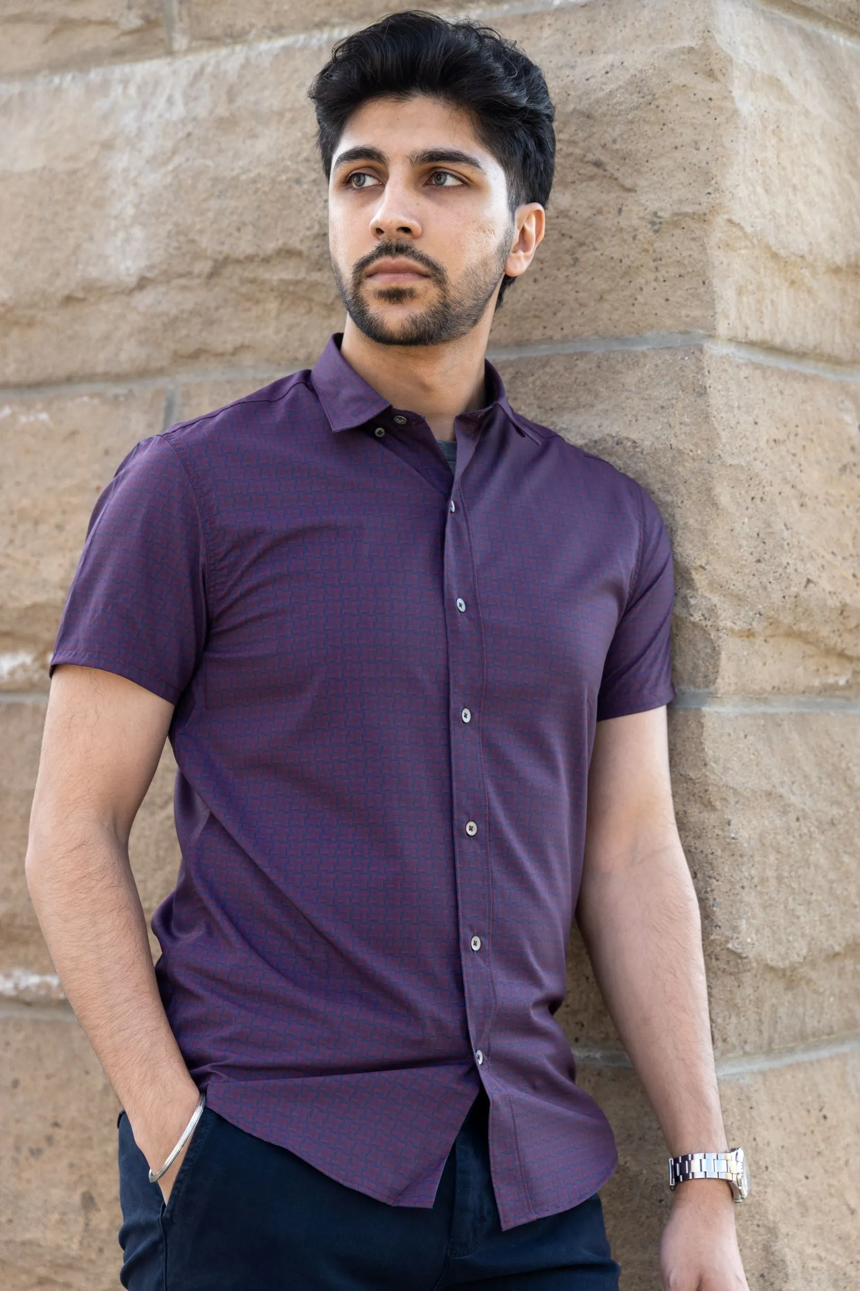 W.R.K. Gradient Check 4-Way Stretch SS Shirt. Fall Clearance!